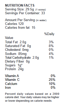 MASS PRO Protein Supplement Facts