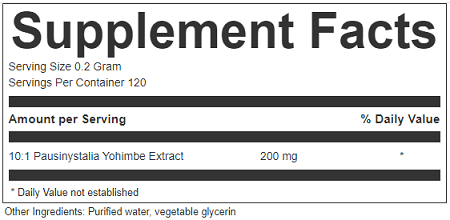 Yohimbe Supplement Facts