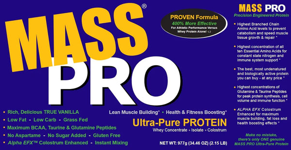MASS PRO&trade; - Pure, 100% Grass Fed Ultra-Premium Protein + Colostrum